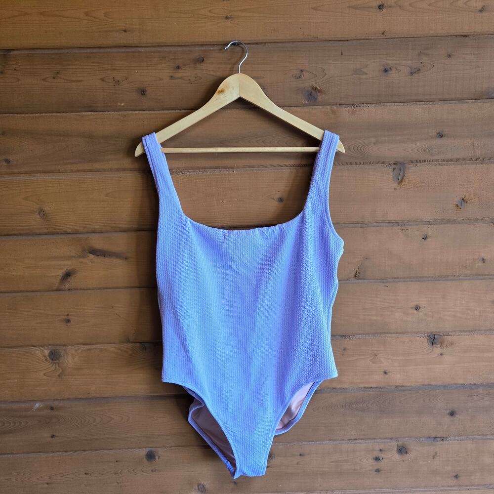 J. Crew Swimsuit One Piece Dusty Mauve NWT Textured Purple 18 Square Neck Swim - Picture 2 of 7